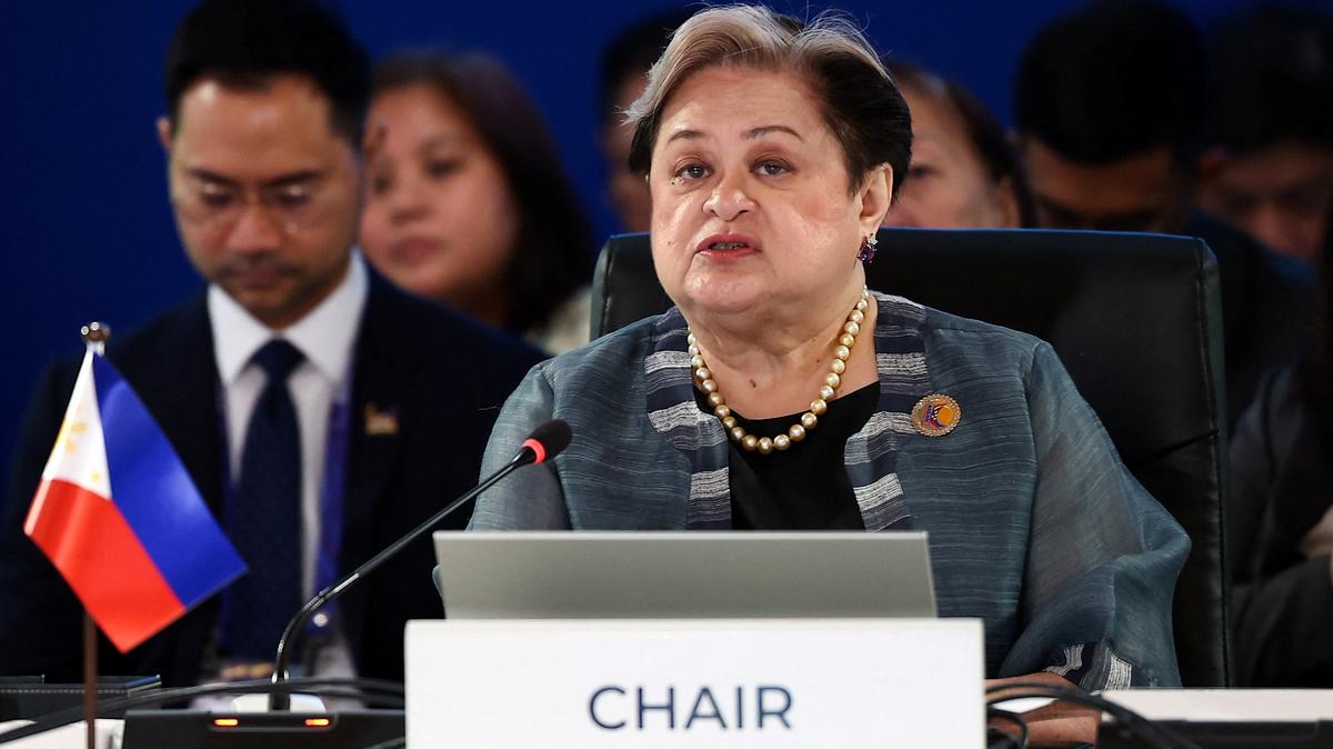 Association of Southeast Asian Nations (ASEAN) Chair and Philippine Foreign Affairs Secretary Theresa Lazaro delivers an opening statement during the ASEAN Foreign Ministers' Meeting ahead of the 48th ASEAN Summit and Related Meetings in Cebu City, Philippines, May 7, 2026. REUTERS/Eloisa Lopez