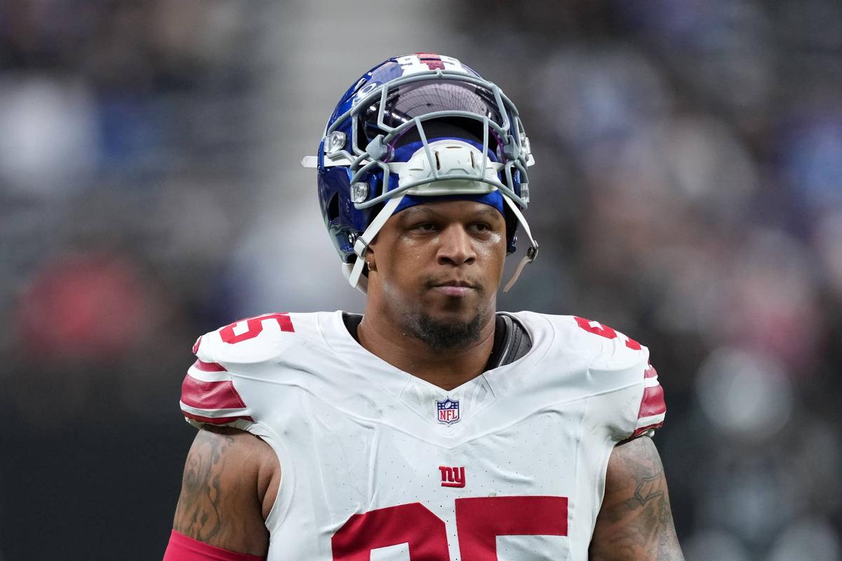  New York Giants defensive tackle Roy Robertson-Harris (95) against the Las Vegas Raiders. Kirby Lee-Imagn Images