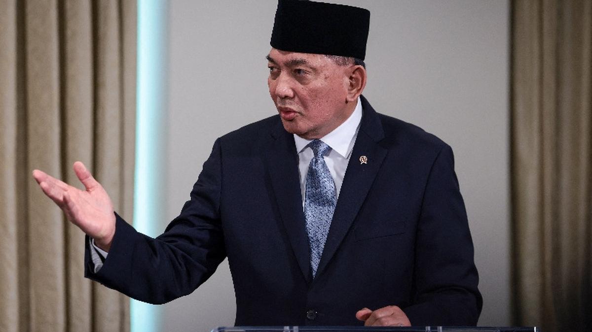 Indonesian Defense Minister Sjafrie Sjamsoeddin delivers remarks at the Pentagon, in Washington, D.C., U.S., April 13, 2026. REUTERS/Evelyn Hockstein