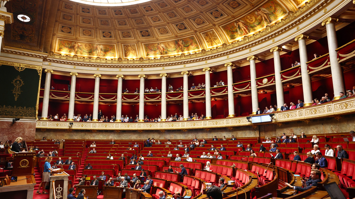 A general view shows the hemicycle during the final reading debate before a vote on the bill establishing a right to medical aid in dying at the National Assembly in Paris, France, July 15, 2026. REUTERS/Abdul Saboor