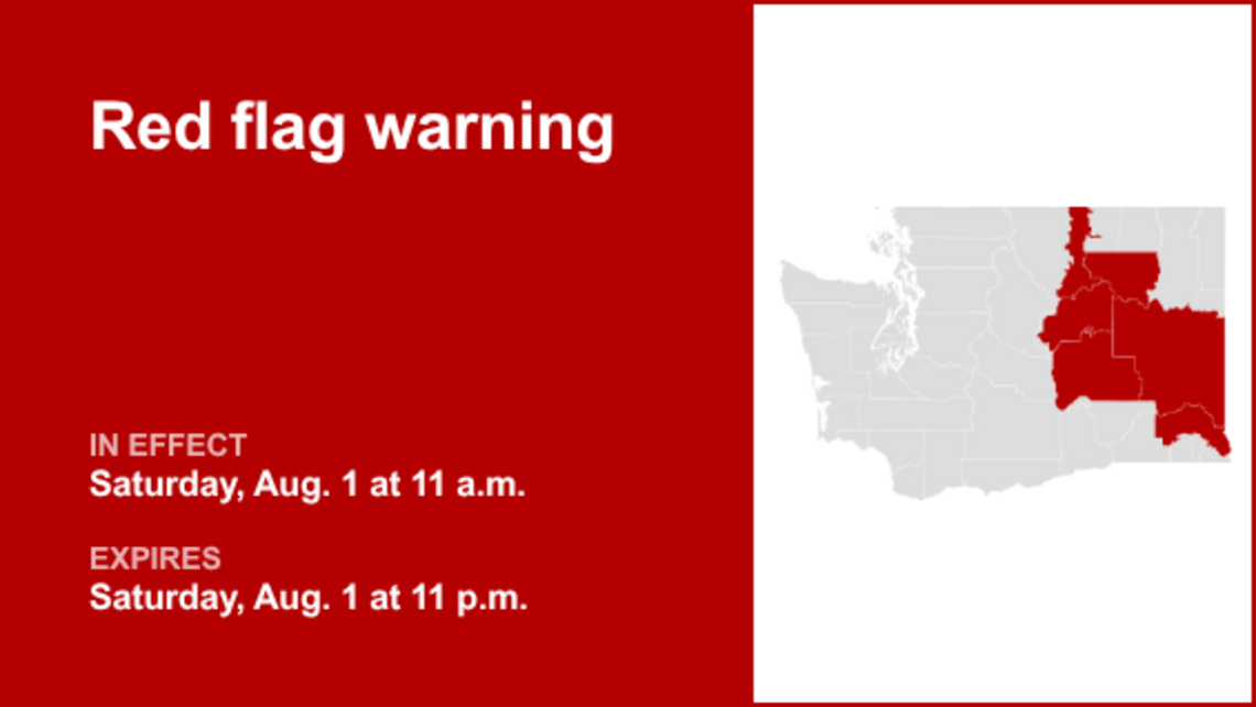 Red flag warning affecting Eastern Washington Saturday - enhanced fire threat 