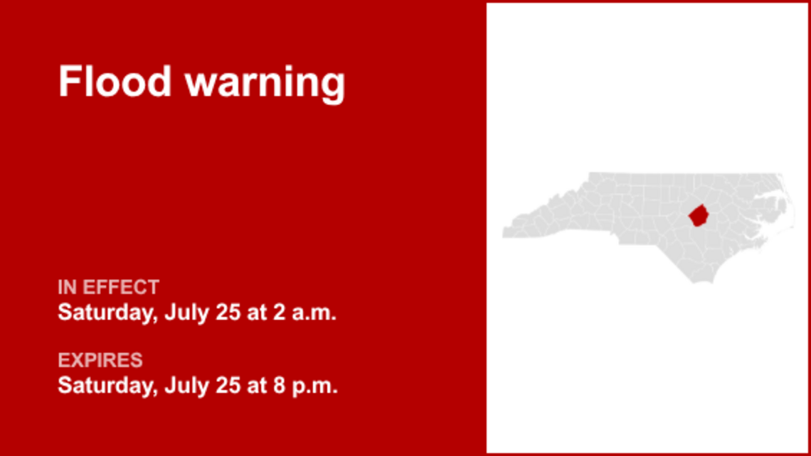 Flood warning in place for Johnston County for Saturday - minor flooding is forecast 
