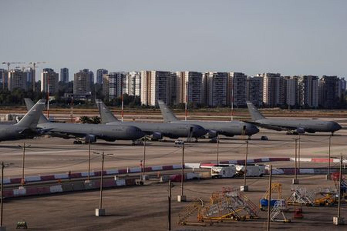 U.S. Air Force tanker aircraft are lined up at Ben Gurion International Airport in Lod, near Tel Aviv, Israel, May 19, 2026. REUTERS/ Dedi Hayun