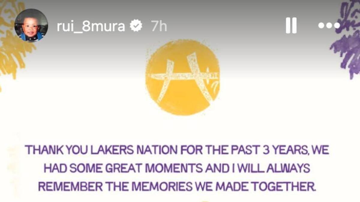  Veteran forward Rui Hachimura bids farewell to Los Angeles Lakers fans on social media. | Rui Hachimura's Instagram account 