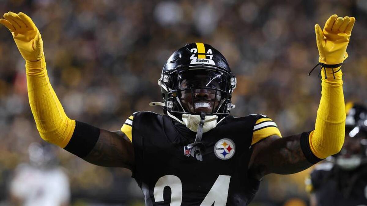  Jan 12, 2026; Pittsburgh, PA, USA; Pittsburgh Steelers cornerback Joey Porter Jr. (24) reacts after a play during the second half of an AFC Wild Card Round game against the Houston Texans at Acrisure Stadium. Mandatory Credit: Charles LeClaire-Imagn Images | Charles LeClaire-Imagn Images 
