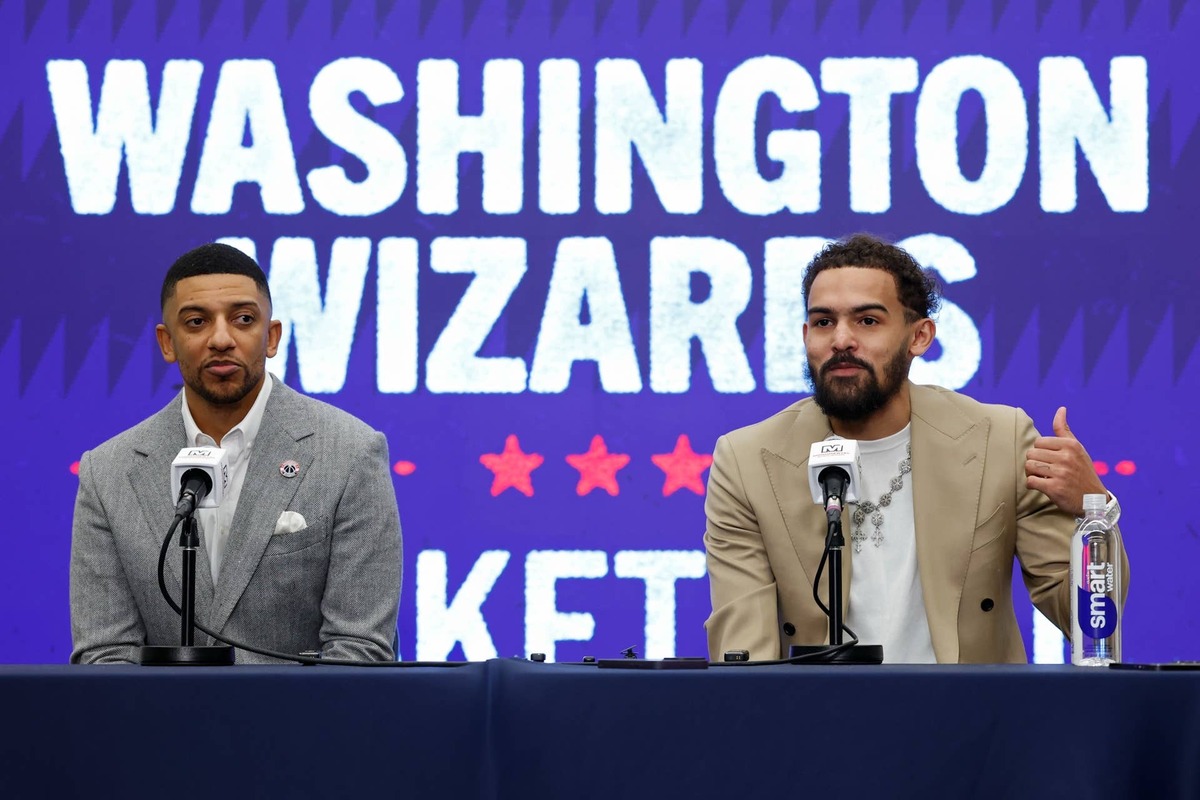  Newly acquired Washington Wizards guard Trae Young 
