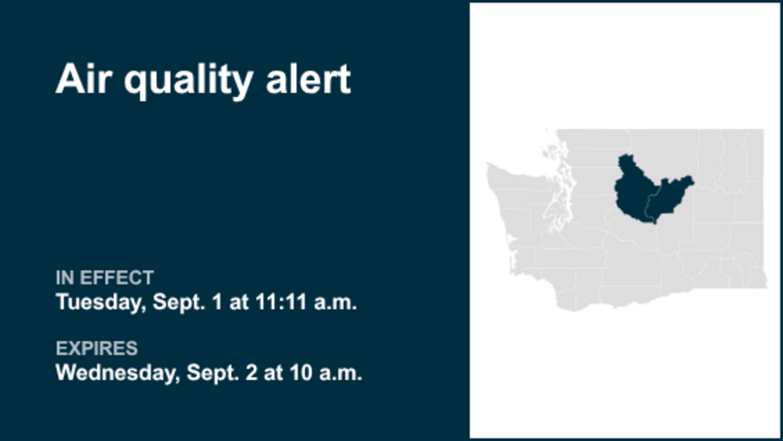 Air quality alert issued for Chelan and Douglas counties for Wednesday 