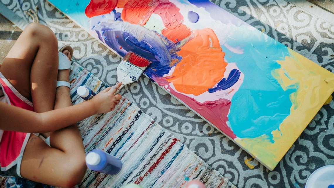 Artist Explains How She Made a Gallery-Worthy Painting With Her Young Kids 
