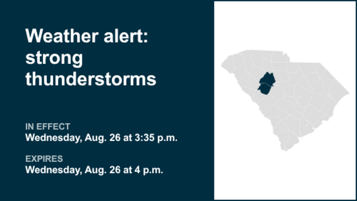 Prepare for strong thunderstorms in Newberry and Saluda counties early Wednesday evening 