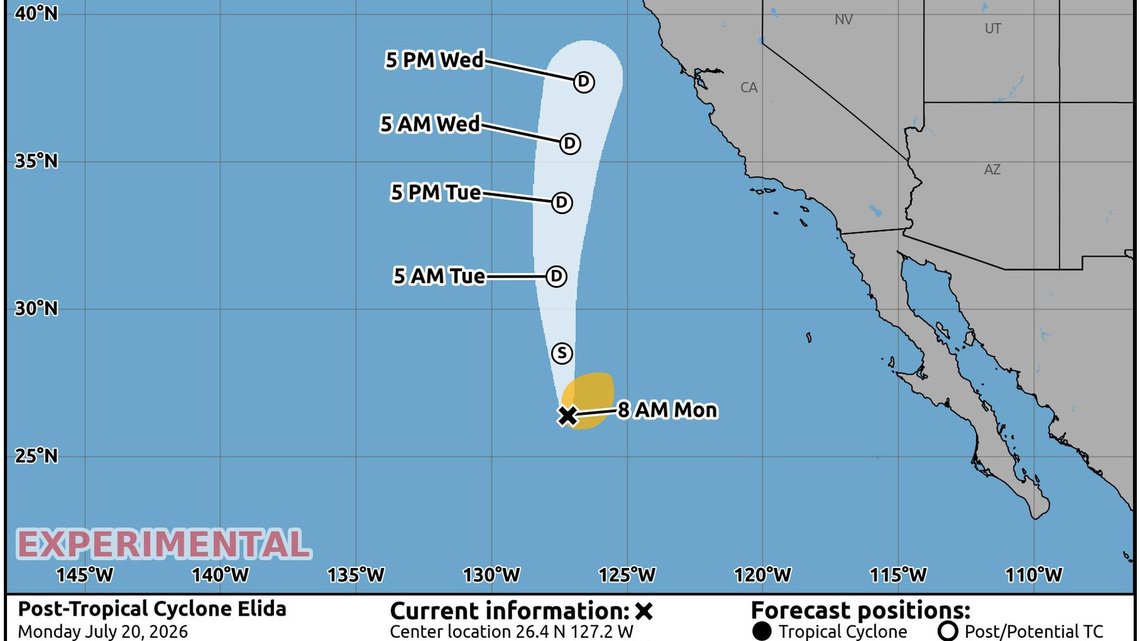 Potential storms from Tropical Storm Elida prompt red flag warning in NorCal 