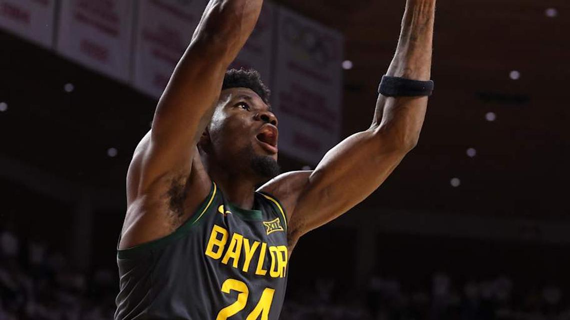  Feb 7, 2026; Ames, Iowa, USA; Baylor Bears guard Tounde Yessoufou (24) dunks in their game with the Iowa State Cyclones during the second half at James H. Hilton Coliseum. Mandatory Credit: Reese Strickland-Imagn Images | Reese Strickland-Imagn Images 
