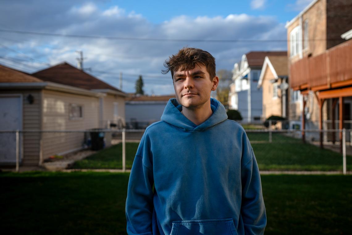 The white nationalist and far-right influencer Nick Fuentes in Berwyn, Ill., on April 6, 2026. Fuentes has seen his following grow since Charlie Kirk's death despite all the constraints placed on him. (Jamie Kelter Davis/The New York Times)
