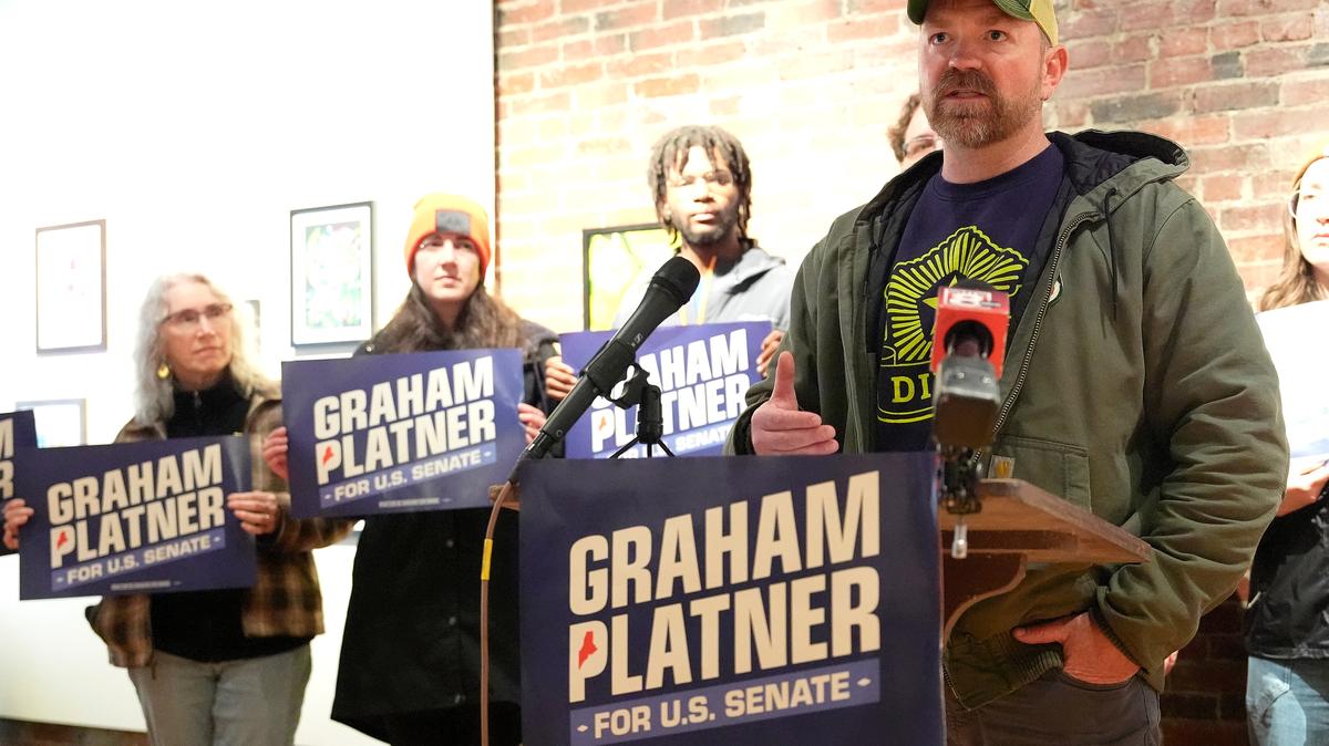 Election 2026 Senate Maine. Graham Platner, Democratic candidate for U.S. Senate, speaks at a news conference Thursday, April 30, 2026, in Lewiston, Maine. (AP Photo/Robert F. Bukaty)