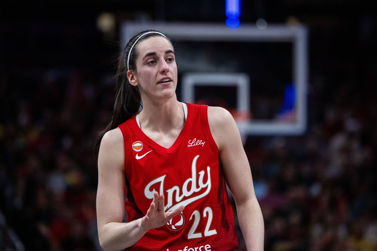  Jun 4, 2026; Indianapolis, Indiana, USA; Indiana Fever guard Caitlin Clark (22) looks on during the second half against the Atlanta Dream at Gainbridge Fieldhouse. Mandatory Credit: Trevor Ruszkowski-Imagn Images 