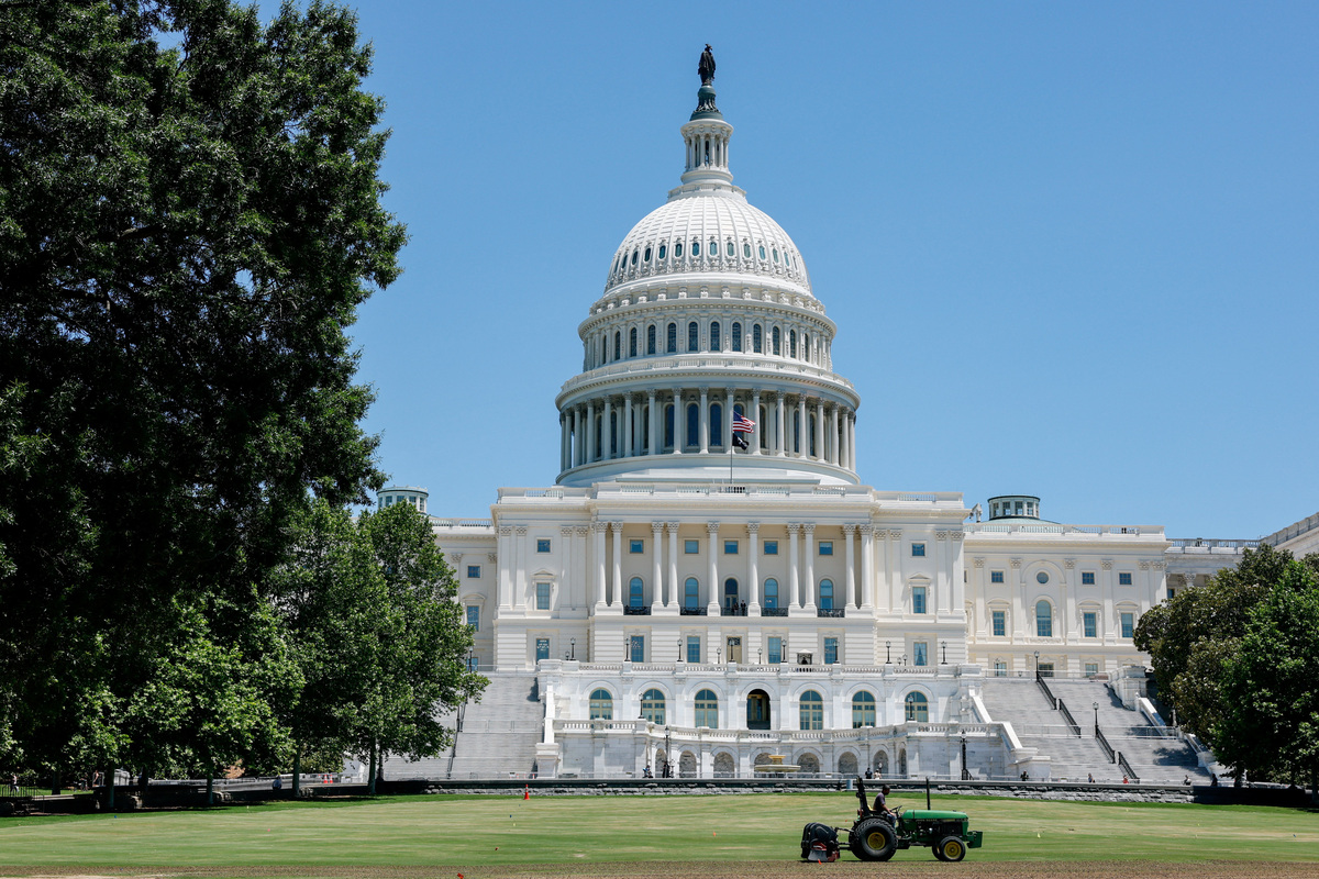 A person maintains the grounds in front of the U.S. Capitol building, on Capitol Hill in Washington, D.C., U.S., June 3, 2026. REUTERS/Kylie Cooper
