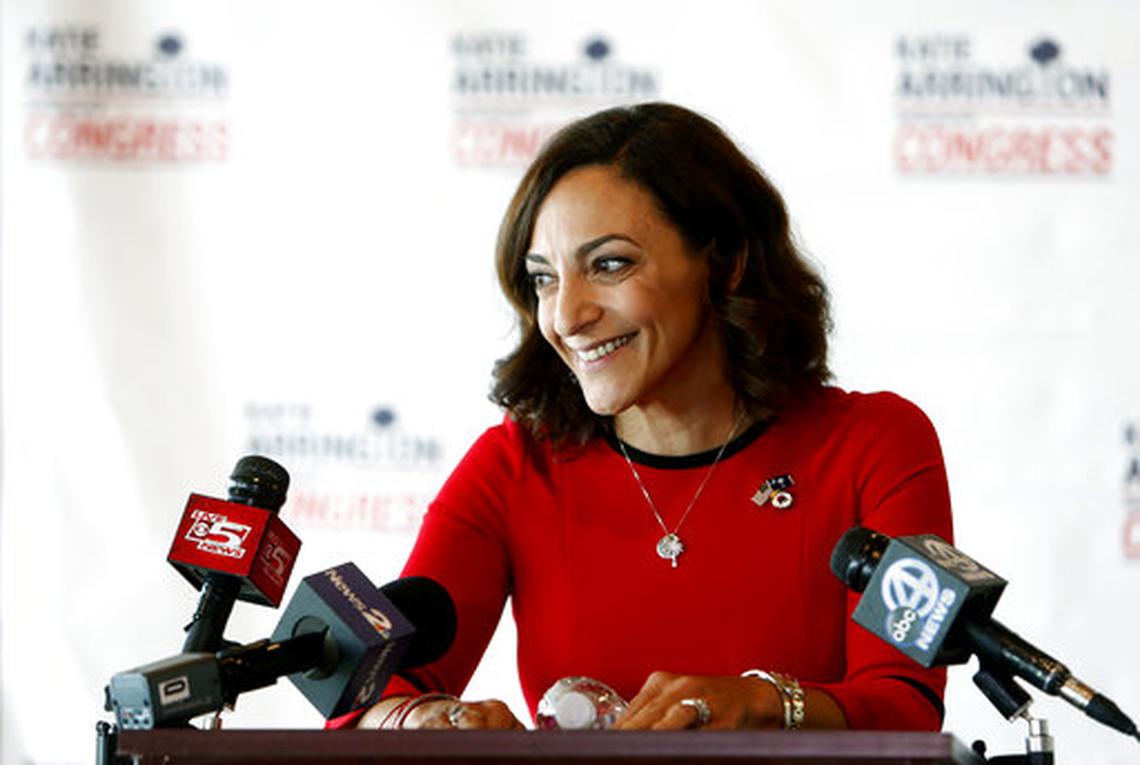 In this file photo, Republican congressional candidate Katie Arrington concedes after losing to Democrat Joe Cunningham on Wednesday, Nov. 7, 2018.