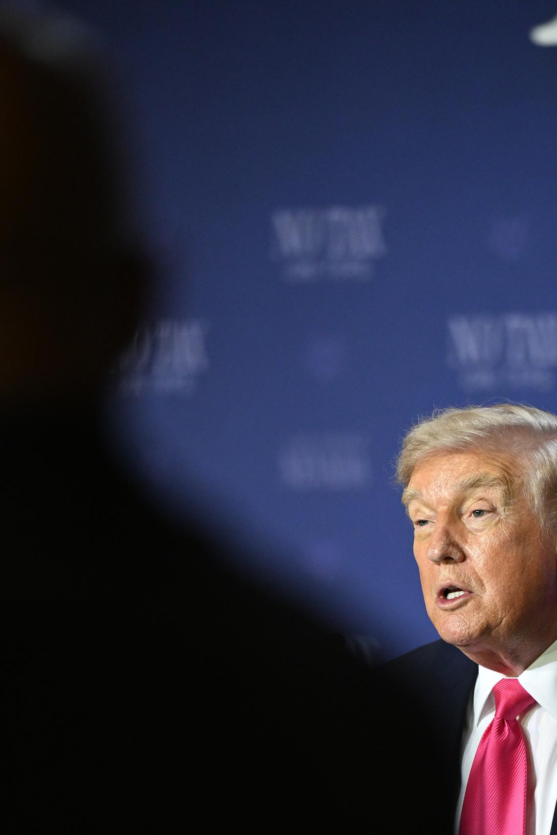 President Donald Trump participates in a Tax Day roundtable at the AC Hotel Las Vegas Symphony Park in Las Vegas, on Thursday, April 16, 2026. (Kenny Holston/The New York Times)