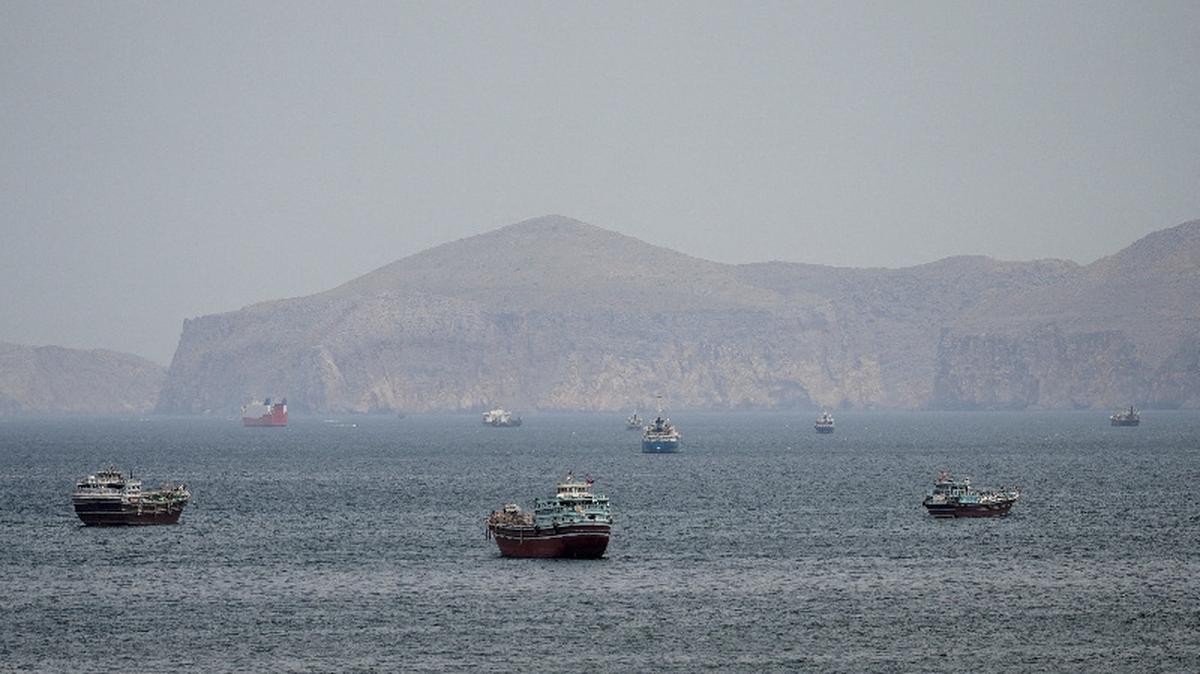 FILE PHOTO: Ships and boats in the Strait of Hormuz, Musandam, Oman, April 22, 2026. REUTERS/Stringer/File Photo
