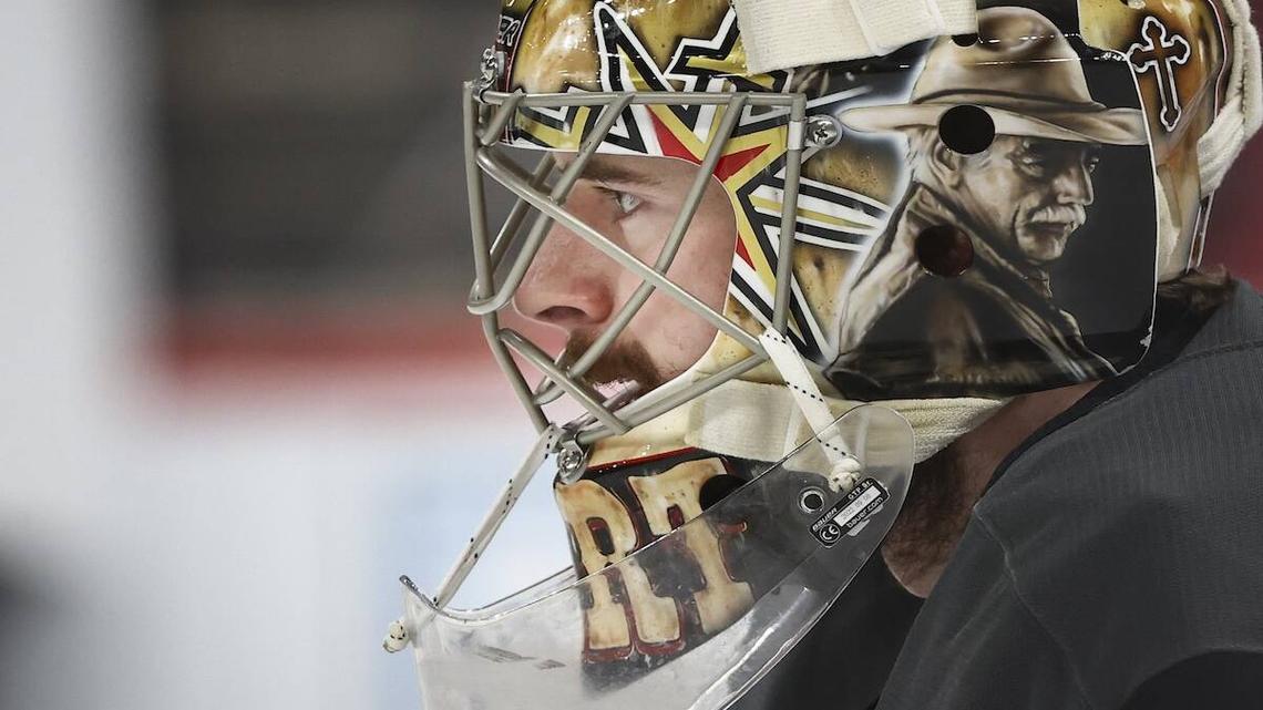 No, Golden Knights' Hart isn't wearing helmet with photos of controversial celebrities 