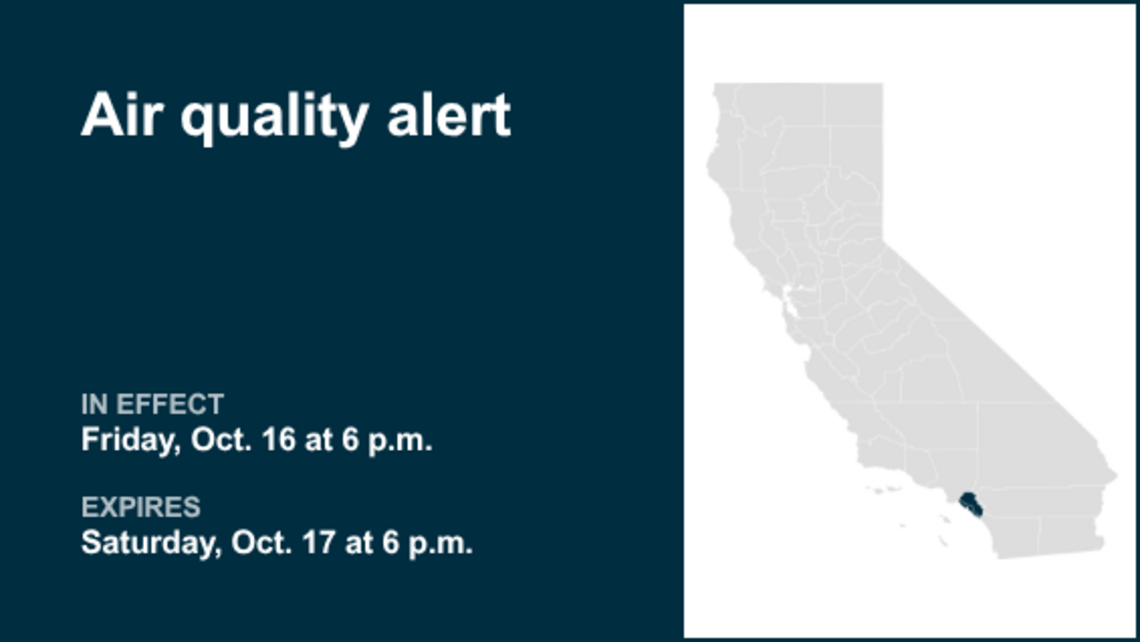 Air quality alert in place for Orange County Coastal and Orange County Inland for Saturday 
