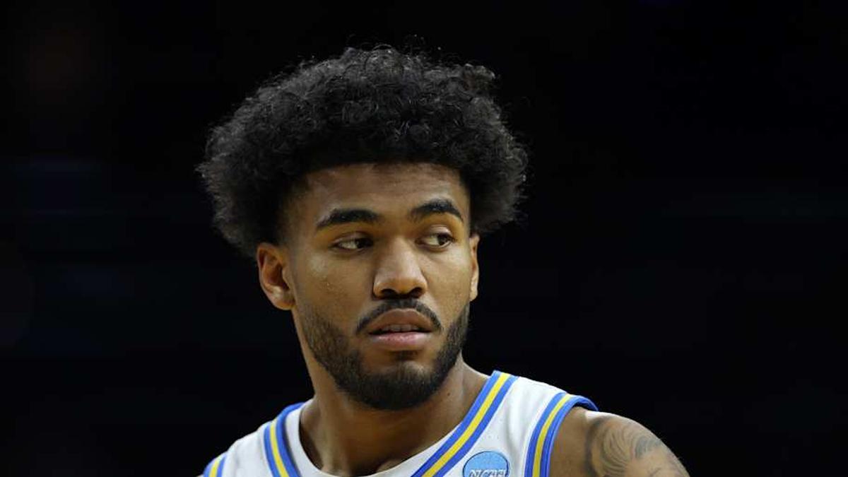  Mar 20, 2026; Philadelphia, PA, USA; UCLA Bruins guard Donovan Dent (2) reacts in the first half during a first round game of the men's 2026 NCAA Tournament at Xfinity Mobile Arena. Mandatory Credit: Bill Streicher-Imagn Images | Bill Streicher-Imagn Images 