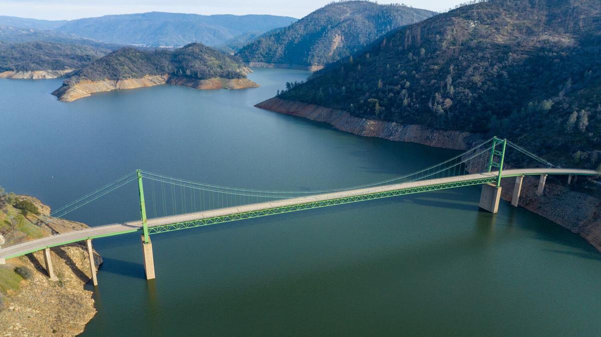 Bidwell Bar Bridge at Lake Oroville on Feb. 8, 2023, in Oroville, California. (Brian van der Brug/Los Angeles Times/TNS)