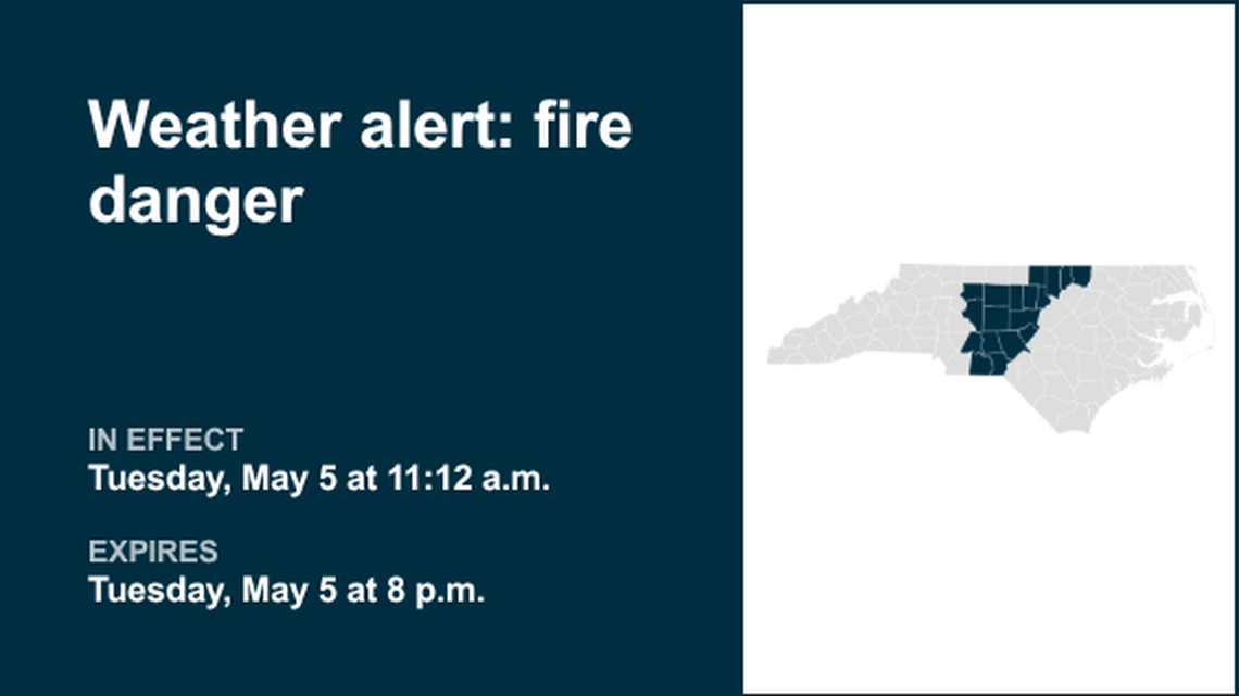 Expect fire danger in the Piedmont region until Tuesday evening 