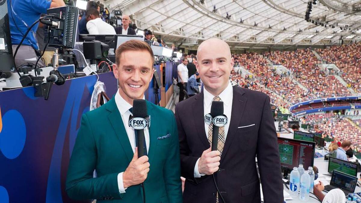  John Strong (right) broadcasts most games alongside former USMNT international, Stu Holden (left). | Courtesy of FOX Sports 