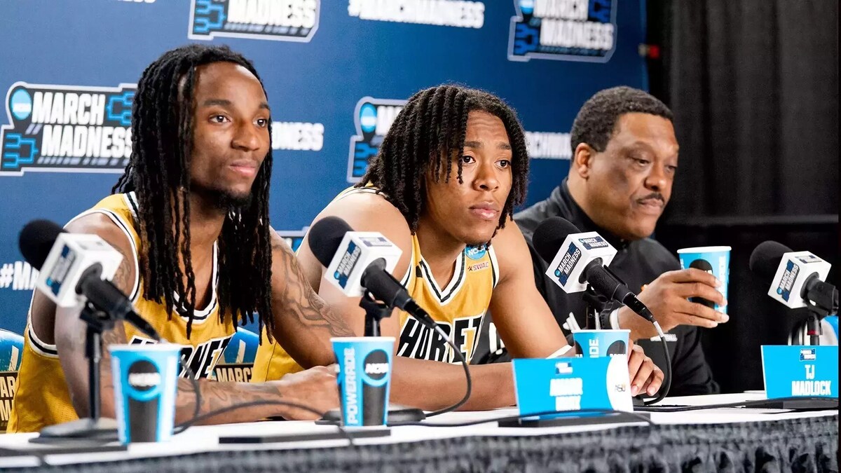  Amarr Knox (left) and Tony Madlock Jr. (middle) are accused of being part of an alleged betting scheme. Both were key players in ASU’s 2025 SWAC Tournament championship program.