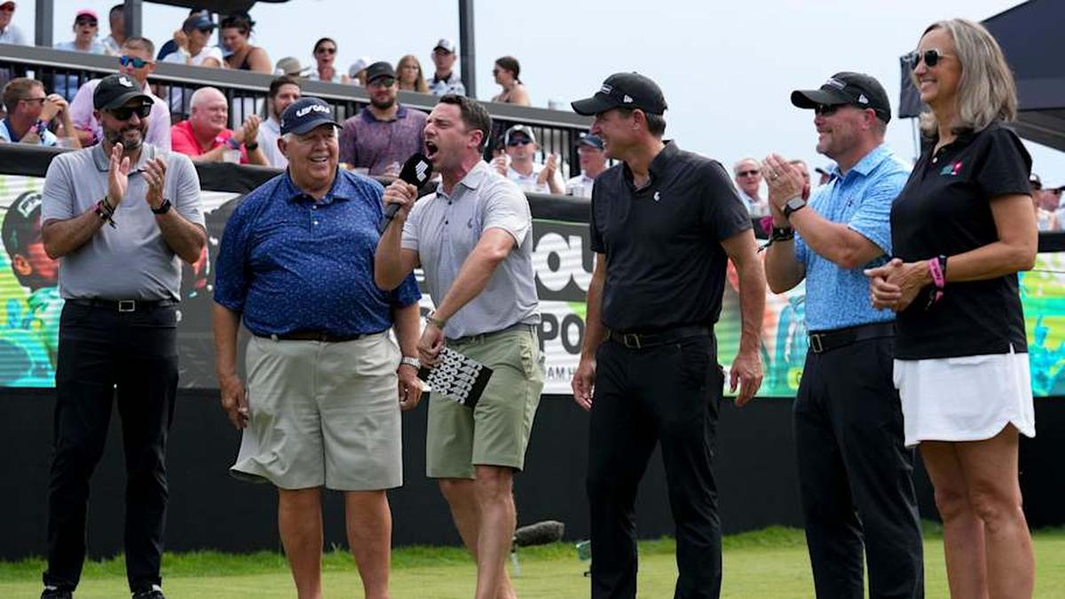  Scott O'Neil, in black at the Indianapolis event last summer, has done his best to put a positive spin on LIV's situation. | Christine Tannous/IndyStar / USA TODAY NETWORK via Imagn Images 