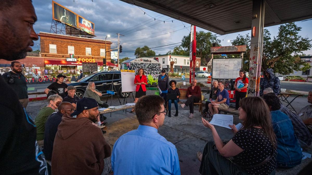 Minneapolis officials have picked the Minnesota Agape Movement to pursue a six-story commercial development in place of the People's Way, a defunct Speedway gas station at George Floyd Square. (Richard Tsong-Taatariii/The Minnesota Star Tribune/TNS)