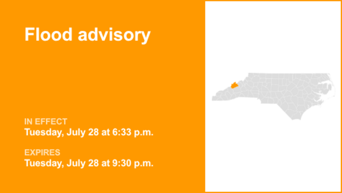 Madison County under a flood advisory Tuesday night due to prolonged downpours 