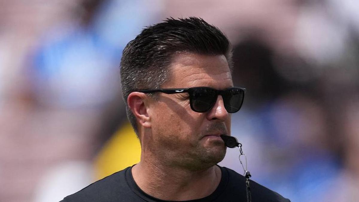  May 2, 2026; Pasadena, CA, USA; UCLA Bruins coach Bob Chesney reacts during the spring game at Rose Bowl. Mandatory Credit: Kirby Lee-Imagn Images | Kirby Lee-Imagn Images 