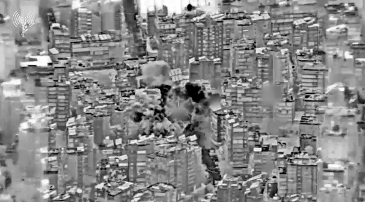 Smoke rises following an Israeli strike on a building in Dahiyeh, in the southern suburbs of Beirut, Lebanon, May 6, 2026, in this screengrab obtained from a handout video. Israeli Military/Handout via REUTERS