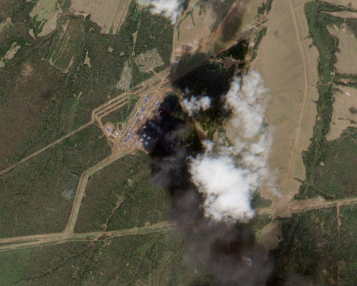 A satellite image shows smoke rising from an oil pumping station, following a Ukrainian drone attack, amid Russia-Ukraine conflict, in Perm, Russia, May 7, 2026.  EUROPEAN UNION/COPERNICUS SENTINEL-2/Handout via REUTERS
