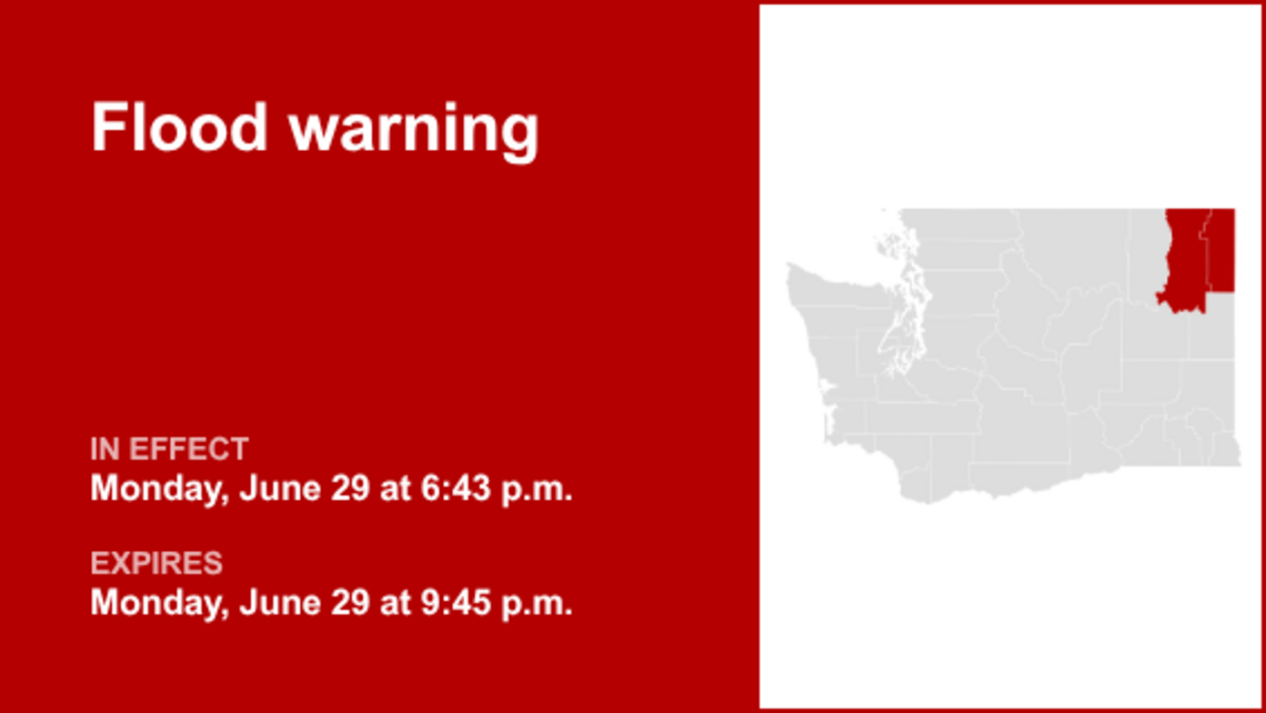 Flood warning active for Pend Oreille and Stevens counties until Monday night 