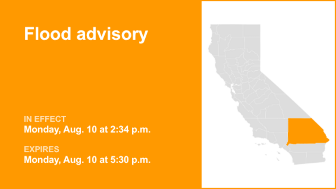 UPDATE: Flood advisory in place for San Bernardino County early Monday evening 