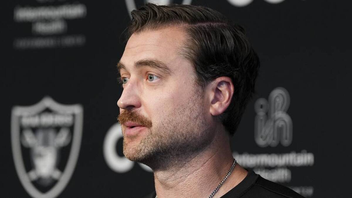  May 28, 2026; Henderson, NV, USA; Las Vegas Raiders offensive coordinator Andrew Janocko speaks during a news conference during organized team activities at Intermountain Health Performance Center. Mandatory Credit: Candice Ward-Imagn Images | Candice Ward-Imagn Images 