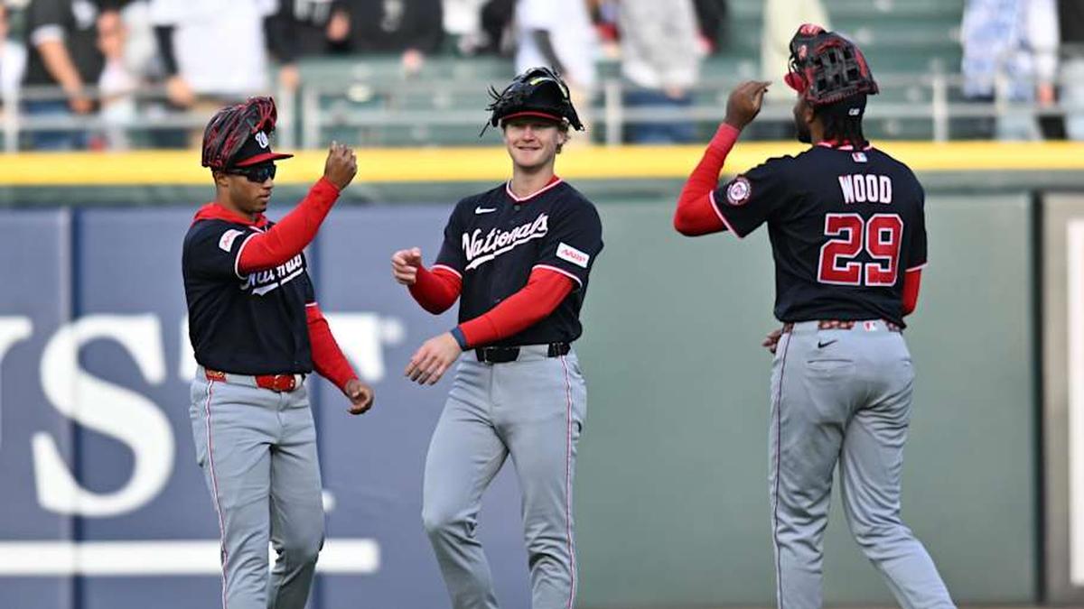  Nationals outfielders Daylen Like, Joey Wiemer, and James Wood epitomize Washington's youthful energy. | Patrick Gorski-Imagn Images 