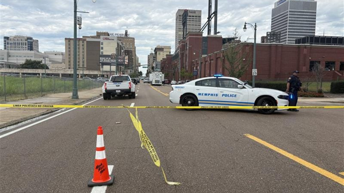 A large section of Union Avenue in downtown Memphis was blocked off by law enforcement after a fatal shooting involving members of the National Guard on July 5, 2026.