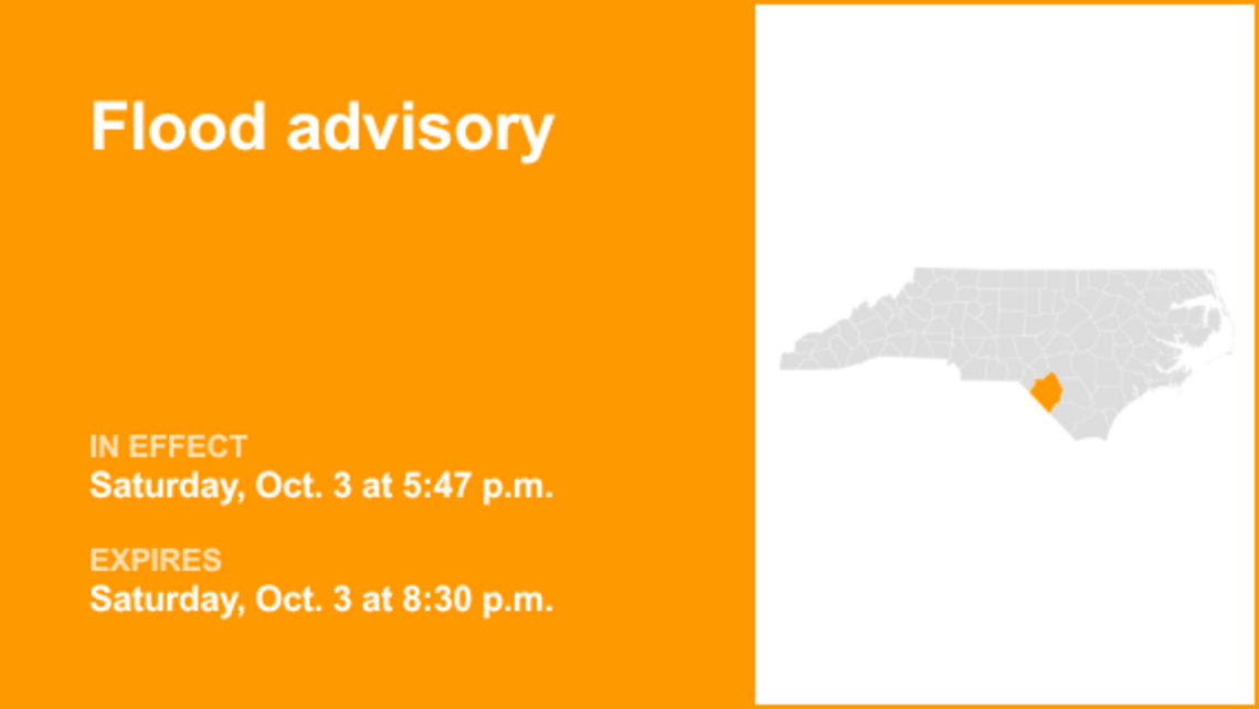 UPDATE: Flood advisory previously issued for Robeson County will expire at 10 p.m. 
