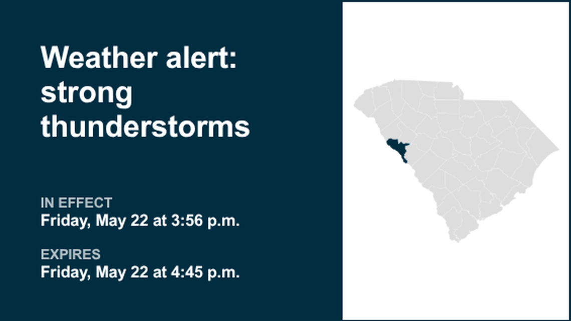 Thunderstorms with pea-sized hail in McCormick County Friday, says the NWS 