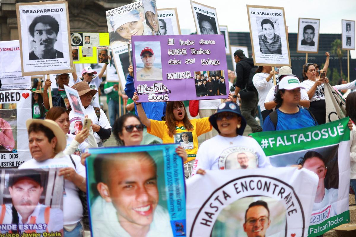 Collectives and families of the disappeared march on Mother's day asking for support in their fight against impunity in Mexico ahead of the 2026 FIFA World Cup, in Mexico City, Mexico May 10, 2026. REUTERS/Raquel Cunha