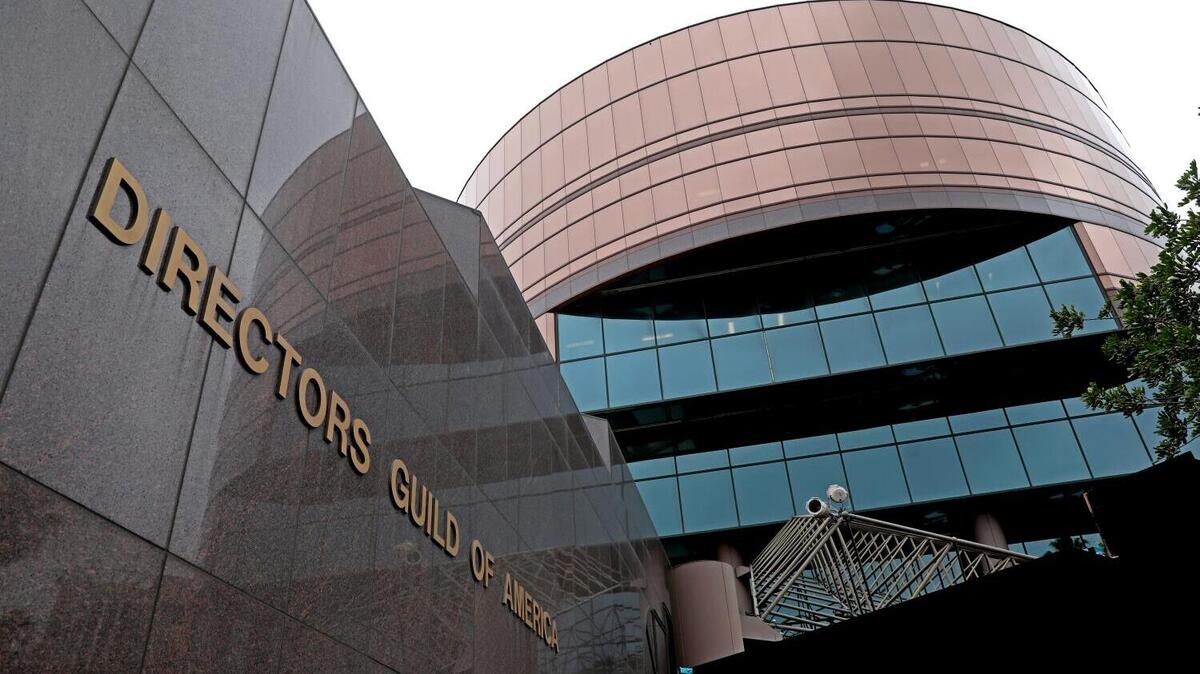 LOS ANGELES, CA - JUNE 05: Directors Guild of America headquarters along the 7900 block of Sunset Blvd., on Monday, June 5, 2023 in Los Angeles, CA. The Directors Guild of America said it has reached a "historic deal" with the major studios on a new three-year film and TV contract. In a statement, the DGA negotiating committee said that it reached a tentative agreement with the Alliance of Motion Picture and Television Producers that includes wage increases, a new structure to pay foreign residuals - which had been a key priority for the union - and restrictions on the use of AI. (Gary Coronado / Los Angeles Times)