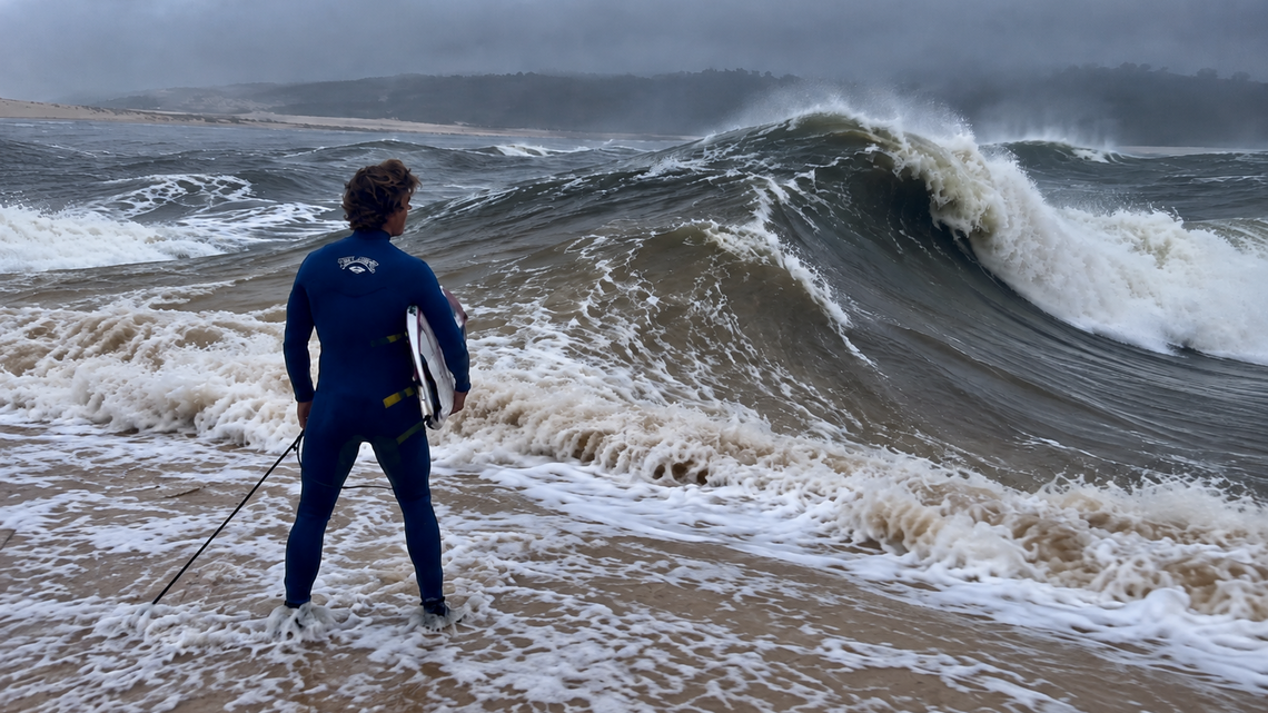 Portugal River Wave Explodes into the Ocean and Sucks Surfer Out to Sea (Video) 