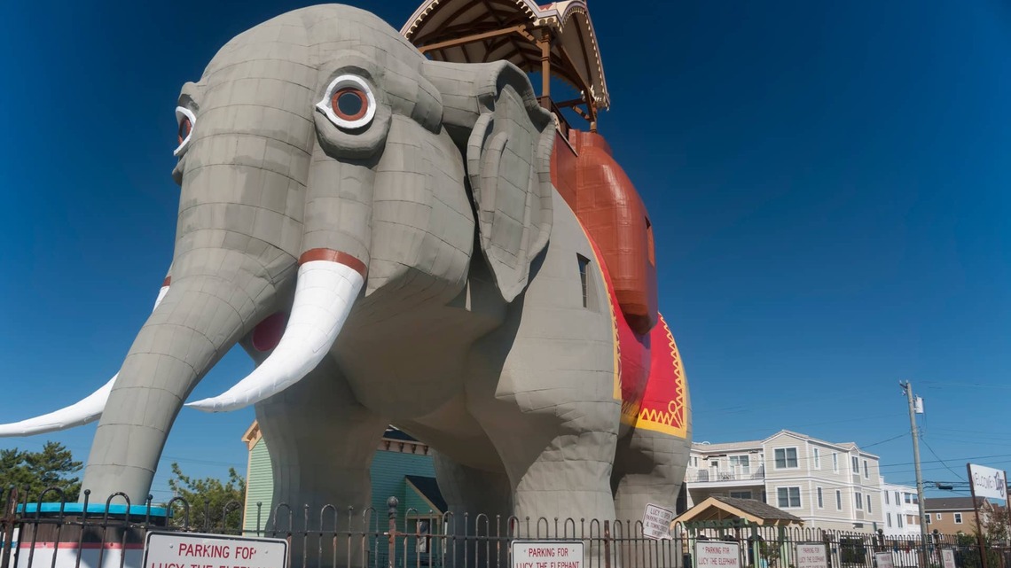 In 1881, James Lafferty built a 65-foot wooden elephant to sell New Jersey real estate; volunteers raised the money to save Lucy from demolition, and she booked a record 42,267 tours in 2023 