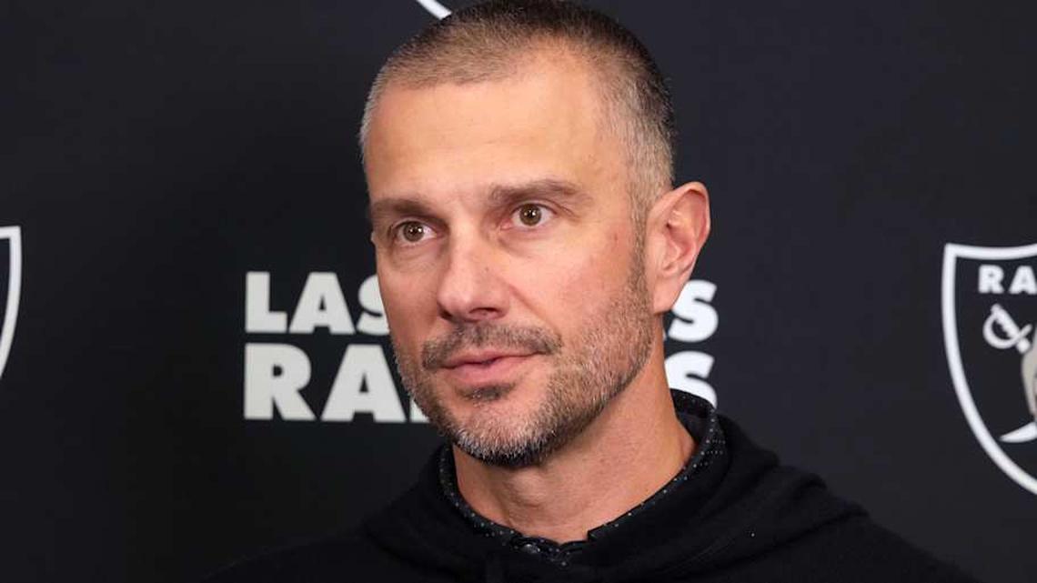  Feb 25, 2025; Indianapolis, IN, USA; Las Vegas Raiders general manager John Spytek on radio row during the NFL Scouting Combine at the Indiana Convention Center. Mandatory Credit: Kirby Lee-Imagn Images | Kirby Lee-Imagn Images 