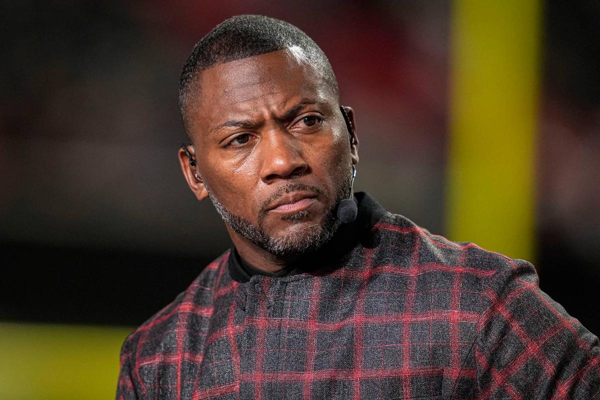  Dec 29, 2025; Atlanta, Georgia, USA; ESPN MNF broadcaster Ryan Clark shown on set prior to the game between the Los Angeles Rams against the Atlanta Falcons at Mercedes-Benz Stadium. Mandatory Credit: Dale Zanine-Imagn Images 