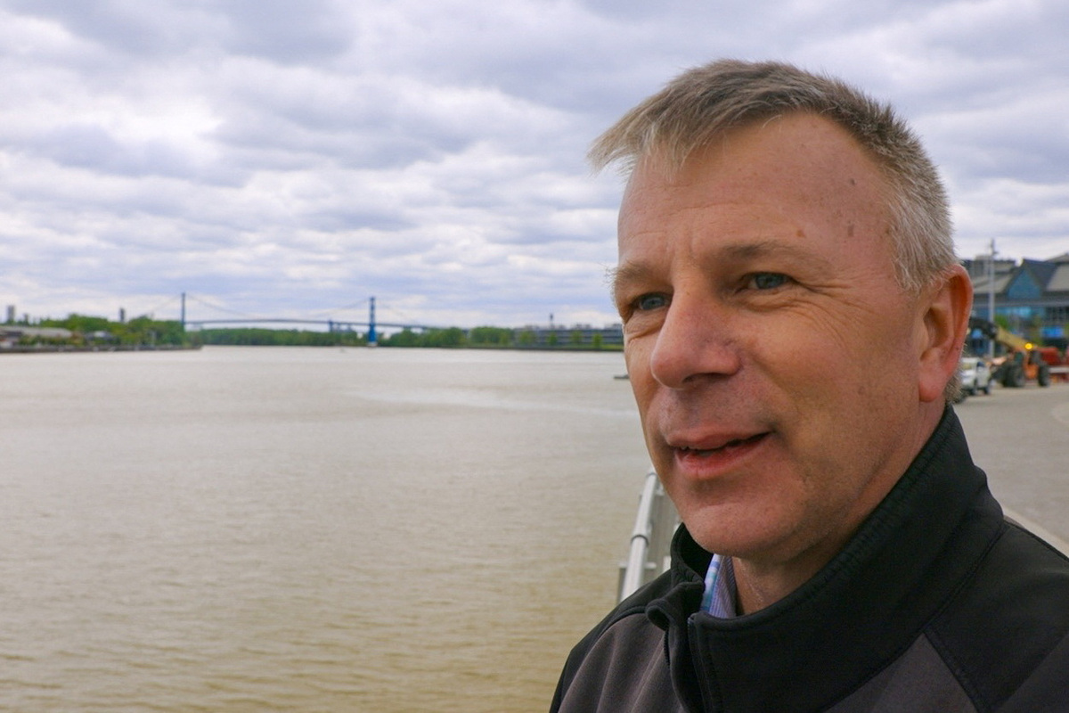 Regional Growth Partnership EVP Gary Thompson looks at the Maumee River in Toledo, Ohio, U.S., May 13, 2026. REUTERS/Eric Cox