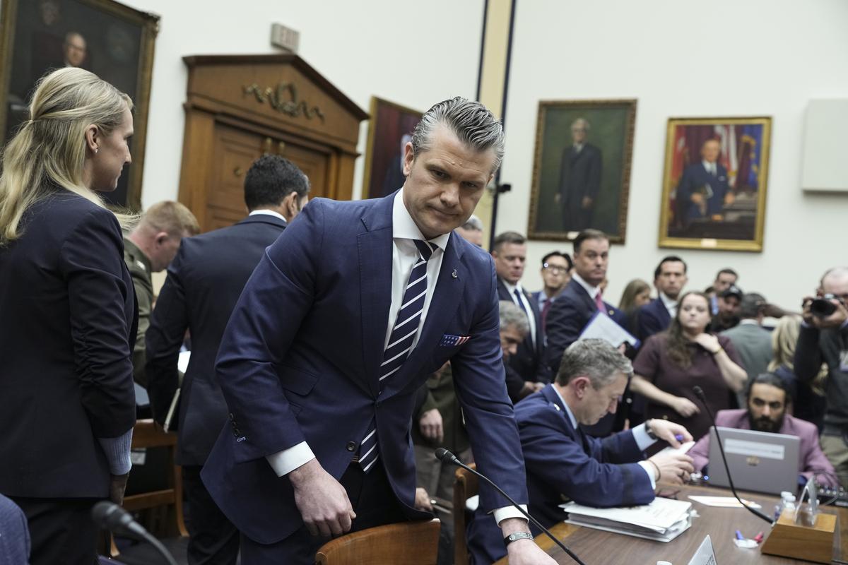 Defense Secretary Pete Hegseth departs during a recess in a House Armed Services Committee hearing on the Department of Defense's budget request on Capitol Hill in Washington, on Wednesday, April 29, 2026. (Haiyun Jiang/The New York Times)